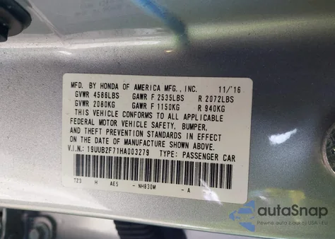 2017 Acura Tlx Advance Package z USA, uszkodzony, nr VIN 19UUB2F71HA003279